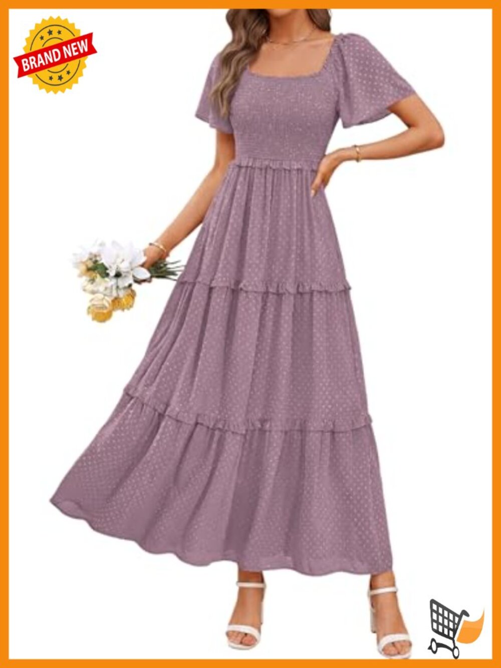 Boho Swiss Dot Maxi Dress with Pockets & Flutter Sleeves